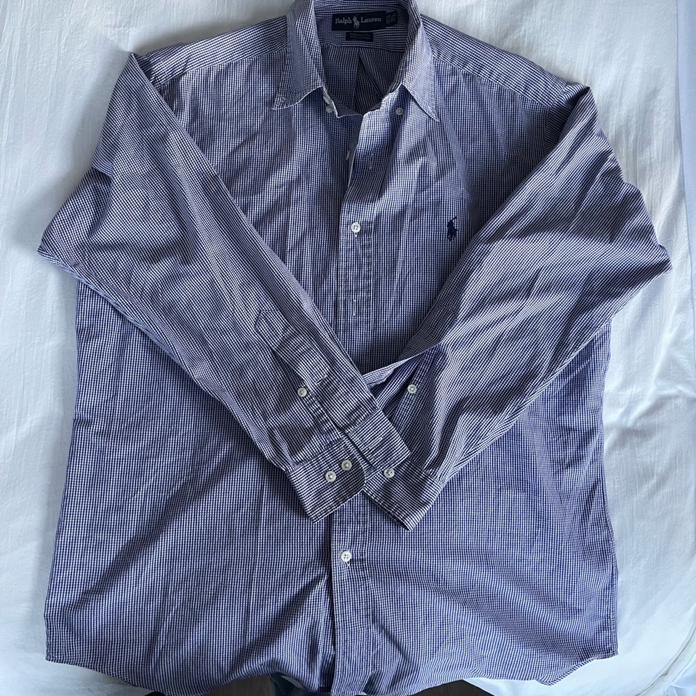 Ralph Lauren Men's Navy Striped Button Down Shirt